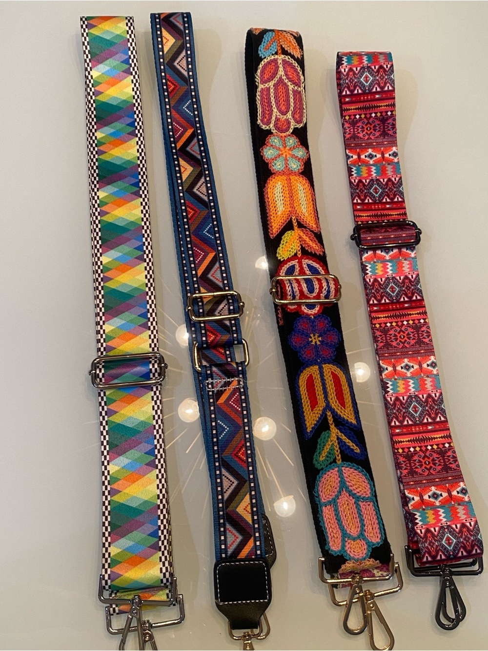 Lot of 4 Woven Adjustable Crossbody Purse Straps Boho Geometric Floral